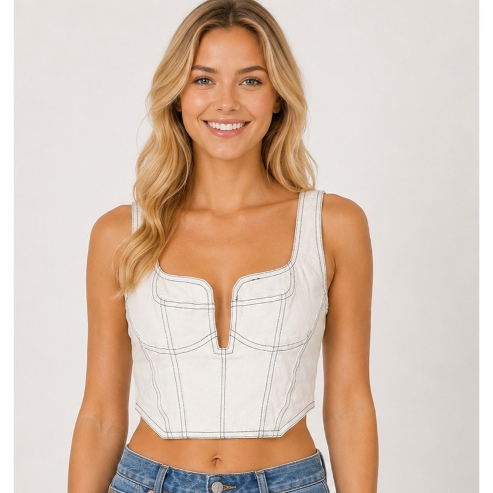 Edit by Nine‎ Cropped Blouse Western Rodeo Cowgirl Summer Top Size Medium